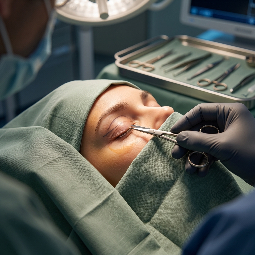 Entropion — inward turning eyelid surgical correction